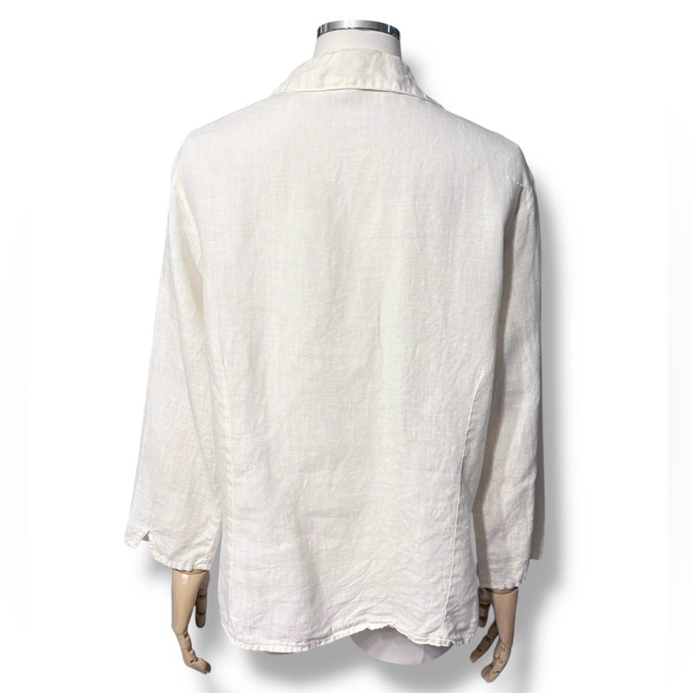 CP SHADES Ivory Linen Button Front Shirt VINTAGE - Picture 3 of 10